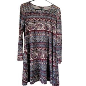 Kristin Nicole Medium Shirt Dress elephant design paisley floral abstract EUC